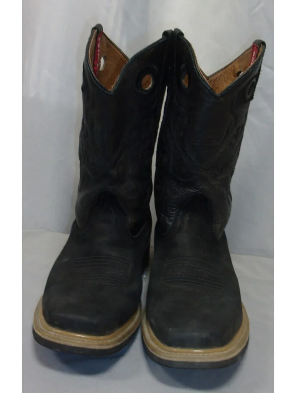 DESIGNER POTRERO WESTERN SQUARE TOE HEAVY SOLE MIDCALF COWBOY BROWN BOOTS SIZE 6
